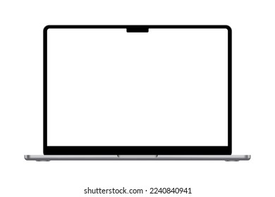 Isolated laptop mockup without background with blank screen. Stock royalty free illustration.