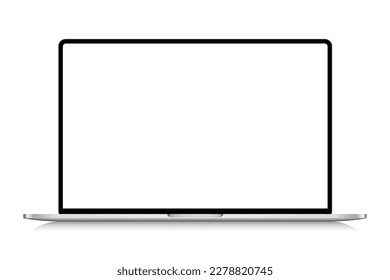 Isolated laptop mockup without background with blank screen. Stock royalty free vector illustration