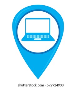 Isolated laptop on a pin, Vector illustration