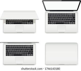 Isolated laptop with open and closed screen on white background