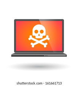 Isolated laptop with a skull