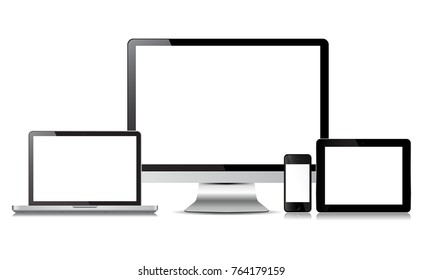 Isolated Laptop Tablet Smartphone Desktop Vector Devices