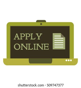 Isolated laptop with the text apply online written on its screen