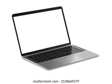 Einziger Laptop mit transparentem Bildschirmmock. Vektorgrafik eines realistischen Laptop-Mocks mit Shudows.