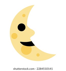 Isolated Last Quarter Moon Face Vector Icon, Emoji, Emoticon