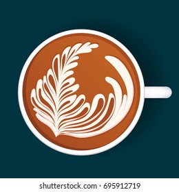 Isolated Latte Art. White Cup. Vector illustration
