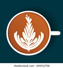 Isolated Latte Art. White Cup. Vector illustration
