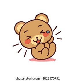 El oso riéndose aislado kawaii. Emoji de un oso - Vector