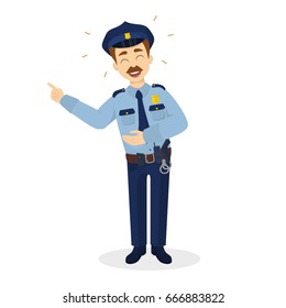 Isolated laughing policeman.