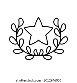 Isolated laurel leaves wreath icon with a star VEctor illustration