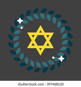   isolated laurel wreath icon with a David star. Vector illustration