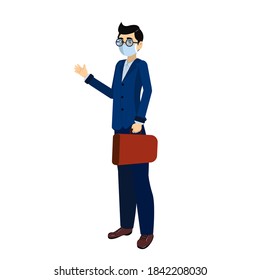 Isolated lawyer wearing a face mask - Vector