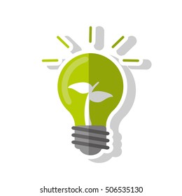 Isolated leaf inside light bulb design
