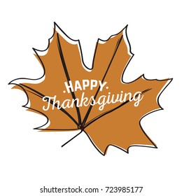 Isolated leaf with text, Thanksgiving day vector illustration