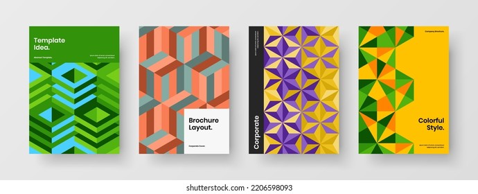 Isolated leaflet A4 design vector illustration composition. Original mosaic hexagons cover template set.