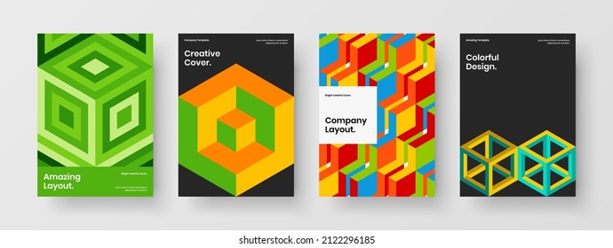 Isolated leaflet design vector template collection. Fresh mosaic shapes banner illustration set.