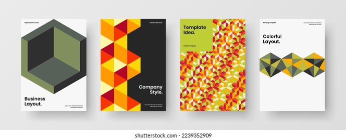 Isolated leaflet vector design template set. Simple geometric pattern flyer layout collection.