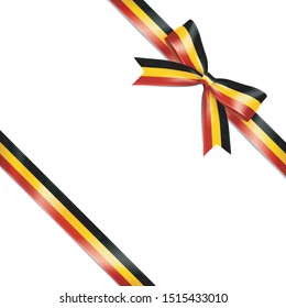 The isolated lean ribbon with the national flag of the Kingdom of Belgium concept. Vector illustration of the Belgium ribbon bow lean on white background.