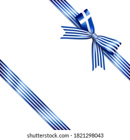 The isolated lean ribbon with the national flag of Greece concept. Vector illustration of the Greece flag ribbon bow lean on white background.