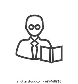 Isolated Leaner Outline Symbol On Clean Background. Vector Teacher Element In Trendy Style.