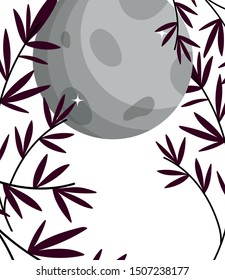 Isolated leaves and moon design