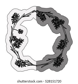 Isolated leaves wreath design