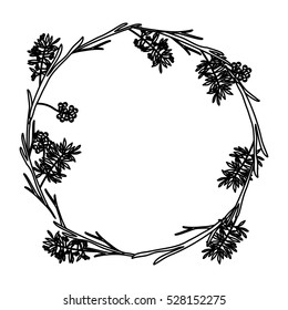 Isolated leaves wreath design