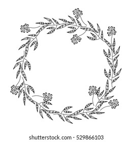 Isolated leaves wreath design