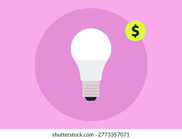 isolated LED light bulb illuminates against a soft pink backdrop, symbolizing innovation and inspiration, ready to brighten any space and spark new ideas.