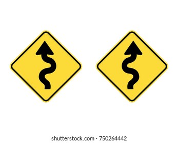 isolated Left & Right Winding Road Signs vector