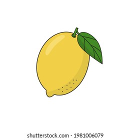 Limón aislado en color. Ilustración vectorial de productos alimenticios orgánicos. Las frutas están aisladas. Sin fondo. Comida vegana. Estilo de caricatura plano. Ilustración infantil