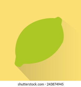 an isolated lemon on a yellow background