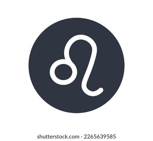 Isolated Leo astrological sign in a black circle. 
