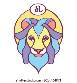 Isolated leo icon colored zodiac sign Vector