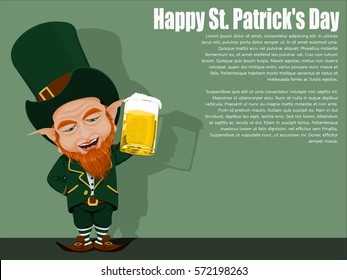 Isolated Leprechaun on green background
