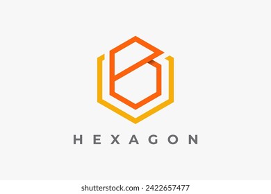 Isolated Letter B on Hexagon Outline. Modern Logo Usable for Business, Company, Corporate, Branding, Identity, that related with Initial B, tech, marketing, tech, finance. Creative Idea, Icon Template