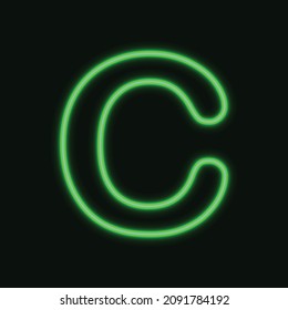 Isolated Letter C with bright Neon Effect. Night Show Alphabet. vector Illustration. eps 10