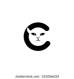 Isolated letter C cat vector, logo, print, decorative sticker