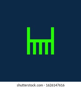 Isolated Letter " H " Logo Design with Vertical and Horizontal Lines - vector