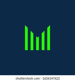 Isolated Letter " M " Logo Design with Vertical and Horizontal Lines - vector
