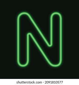 Isolated Letter N with bright Neon Effect. Night Show Alphabet. vector Illustration. eps 10