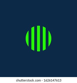 Isolated Letter " O " Logo Design with Vertical and Horizontal Lines - vector