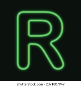 Isolated Letter R with bright Neon Effect. Night Show Alphabet. vector Illustration. eps 10