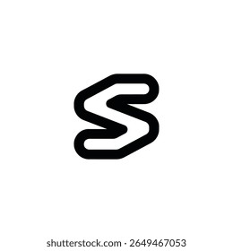 Isolated letter S logo. Features a rounded bold line in black on a transparent backdrop, ideal for a modern monogram design.