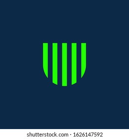 Isolated Letter " U " Logo Design with Vertical and Horizontal Lines - vector