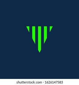 Isolated Letter " V " Logo Design with Vertical and Horizontal Lines - vector