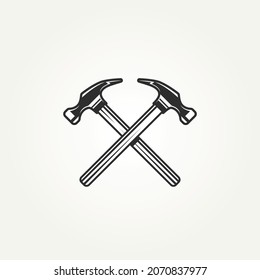 isolated letter x hammer carpentry vintage vector illustration design