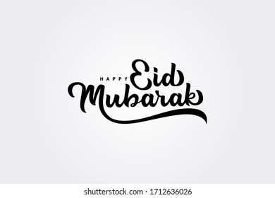 Isolated Lettering Calligraphy Of Happy Eid Mubarak With Black Color