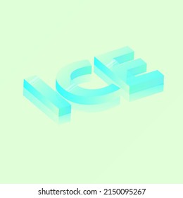 Isolated lettering ice on a white background. Beautiful 3d wallpaper design. Lettering vector illustration