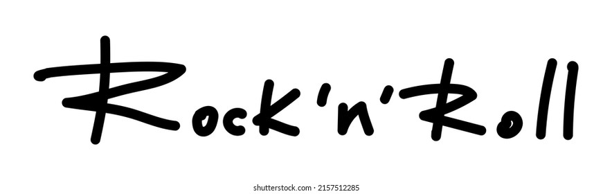 Isolated lettering Rock n Roll. Handwritten phrase for design t-shirt, postcard, prints, stickers or social media. Vector illustration.